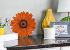 NAT & Jules Gerbera Daisy Flower Shaped Dimensional Indoor Outdoor 12 inch Cast Resin Decorative Garden Stepping Stone, Patio, Walkway Sculpture Yard Art, Orange
