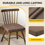 downluxe Indoor Chair Cushions for Dining Chairs, Soft and Comfortable Textured Foam Kitchen Chair Pads with Ties and Non-Slip Backing, 16" x 16" x 2", Brown, 4 Pack