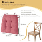 Non Slip Chair Cushions for Dining Chairs Set of 4 Kitchen Chair Cushions 18"x18"x3" Turfted Chair Pads Comfortable and Soft Seat Cushion with Ties (Pink)
