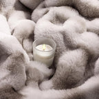 Touchat Luxury 1000GSM Rabbit Faux Fur Blanket, Super Heavy Warm Cozy Brown Blankets for Couch Bed Sofa, Ruched Plush Fuzzy Elegant Soft Reversible Mink Blanket Living Room Bedroom, 90" x 90"
