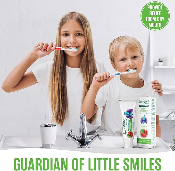 SprinJene Natural Kids Toothpaste, Watermelon | Natural Children’s Toothpaste for Cavity Protection | Fluoride Toothpaste for Toddlers | 1 Pack