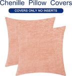 CaliTime Throw Pillow Covers Decorative 20 X 20 Inches Pack of 2 Cozy Chenille Cushion Cases for Couch Sofa Bed Living Room Home Dusty Pink