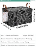 FANKANG Storage Basket,Nursery Hamper Canvas Laundry Basket Foldable with Waterproof PE Coating Storage, Office, Bedroom, Clothes,Toys (Rec-Black Cube)