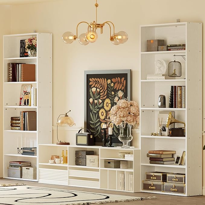 IRONCK Bookshelves and Bookcases Set of 2 Floor Standing 6 Tiers Display Storage Shelves 70 in Tall Bookcase Home Decor Furniture for Home Office, Living Room, Bed Room