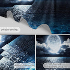 LB Night Sky Ocean Tapestry Full Moon on Sea Tapestry Wall Hanging Fantasy White Cloud Watercolor Wall Art for Bedroom Living Room Dorm Wall Decor, 59Wx51H inches