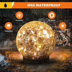 Solar Globe Lights Outdoor Waterproof-Solar Balls-Solar Garden Lights-Orbs for Outside 2 Pack Cracked Glass Ball for Lawn Patio Yard Backyard Decorations