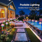 Solar Garden Lights Outdoor Decorations: 4 Pack Dandelion Flower Lights, 2 Modes Colorful 16 LED Landscape Light, Waterproof Artificial Flowers for Yard, Patio, Pathway Decor, Gifts for Women Mom