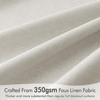 MIULEE 100% Blackout Curtains 120 Inch Long 2 Panels Set for Bedroom, Thick Faux Linen Black Out Curtain Room Darkening Back Tab Pleat Window Textured Drapes with Hooks for Living Room, Light Beige