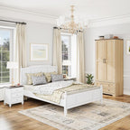 Brafab Armoire Wardrobe Closet with 2 Modern Doors Set of 2, 71" Tall Freestanding Closet Wardrobe Cabinet with Drawers and Hanging Rail, Wooden Storage Cabinet with Shelve for Bedroom,Natural