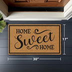 Barnyard Designs Natural Coco Coir Heavy Duty Backing Doormat - Large Cute Non-Slip Front Door Welcome Mat for Outside Entrance or Porch Entry, Brown (17x30, Home Sweet Home)