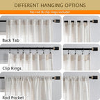 MYSKY HOME Linen Curtains for Living Room, Natural Semi Sheer Curtains & Drapes Light Filtering Farmhouse Country Boho Style Back Tab Draperies for Sliding Glass Door (Customsize, Linen)