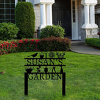 Personalized Garden Sign, Custom Garden Tools Sign with Stakes, Garden Sign with Last Name, Personalized Flower Garden Name Sign, Yard Sign, Lawn Sign, Custom Family Name Garden Sign, Farmhouse Decor