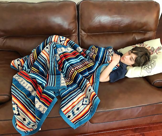 UKELER Boho Sherpa Throw 60'' x 50''- Bohemian Soft Plush Flannel Throw Blankets for Bed/Couch/Sofa/Office/Camping