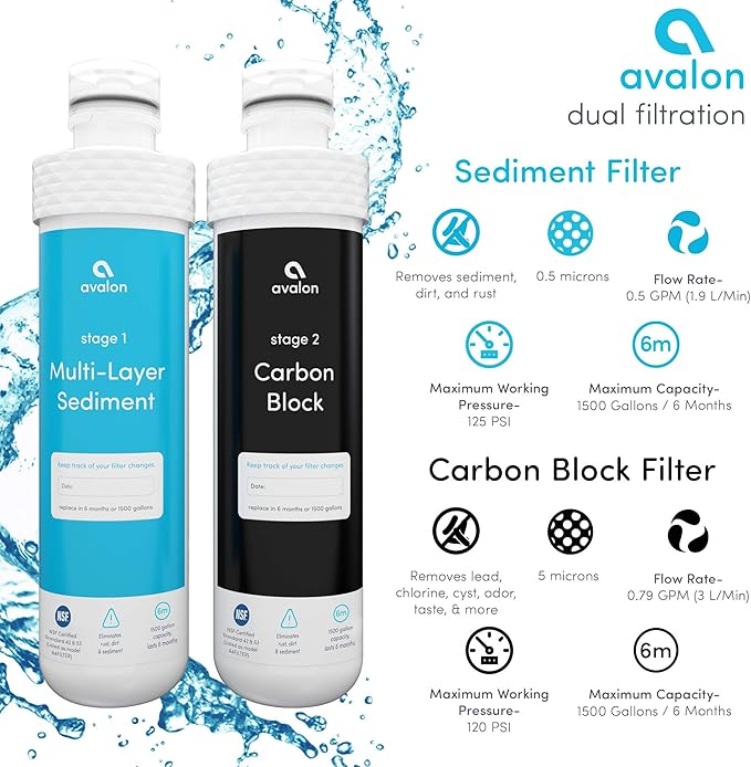 Avalon Genuine 2 Stage Replacement Filters For All Avalon Branded Bottleless Water Coolers NSF Certified, 2 Count (Pack of 1)
