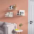 PUSDON Hanging Storage Baskets Organizer Wall Mount, Metal Wire Storage Bin Rack for Kitchen Bathroom Shower Spice Shelf Home Decor Essentials White-2 Packs (Guardrail)