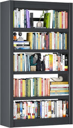 Bookshelf, 5-Tier Sturdy Bookcase, Adjustable Book Shelf, Large Capacity per Shelf, Modern Book Shelf for Living Room, Home Office, Garage, Perfect for Home Organization & Small Space Living