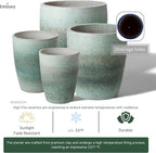 Emissary Home and Garden Bullet 12in., 14in., 15.5in., 21in. H Coastal Splash Ceramic Round Planters with Drainage Hole (Set of 4)