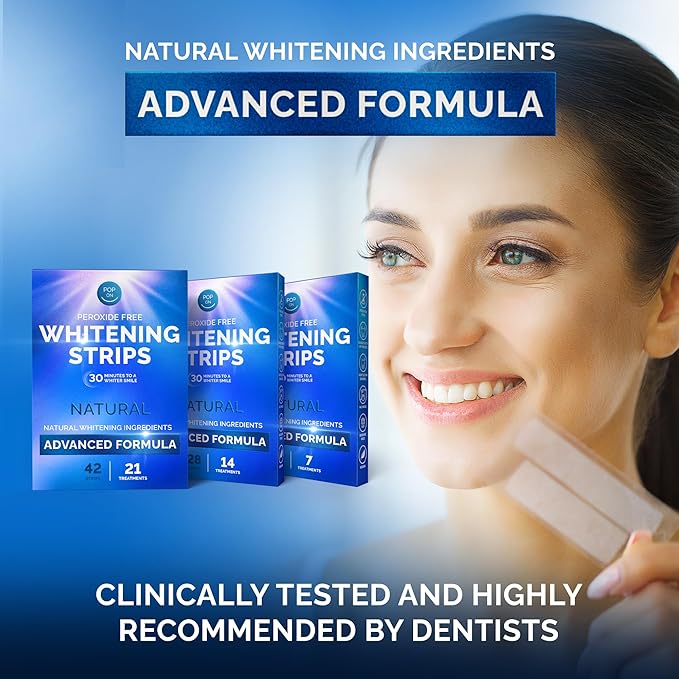 Whitening Strips for Sensitive Teeth 21 Treatments, Mint – Enamel Safe, Peroxide-Free Coconut Teeth Whitening Strips with Natural Enzymes – Gentle White Stips for Sensitive Gums & Daily Oral Care