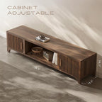Mid Century Modern TV Stand for 70/75 Inches Television, TV Console with Fluted Doors and Storage, Entertainment Center for Living Room and Bedroom, Dark Brown