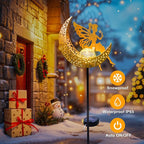 Fairy Moon Solar Lights Outdoor Garden Gifts for Mom Yard Decorations Stakes Lights, Waterproof LED Outside Backard Decor, Lawn Patio Ornaments, Mothers Day Birthday Gifts for Mom (Gold,1Pack)