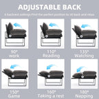 YISHENG Accent Chair with 6-Angle Adjustable Backrest, Chenille Fabric Living Room Chair Upholstered Lounge Chair, Modern Chair Cozy Reclining Chair for Reading Room, 1PC Gray