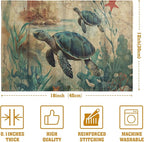 Sea Turtle Placemats Set of 4 Summer Beach Seasonal Linen Table Mats 12x18 Inch Vintage Ocean Animal Heat Resistant Washable Non-Slip Place Mats for Party Kitchen Dining Decoration