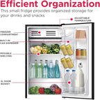 Frigidaire EFR331 Single Door Compact Refrigerator - Adjustable Thermostat Control - Reversible Doors - Front Blackboard, Write and Erase - Ideal for Dorm, Office, RV, Room - Black, 3.2 Cubic Feet