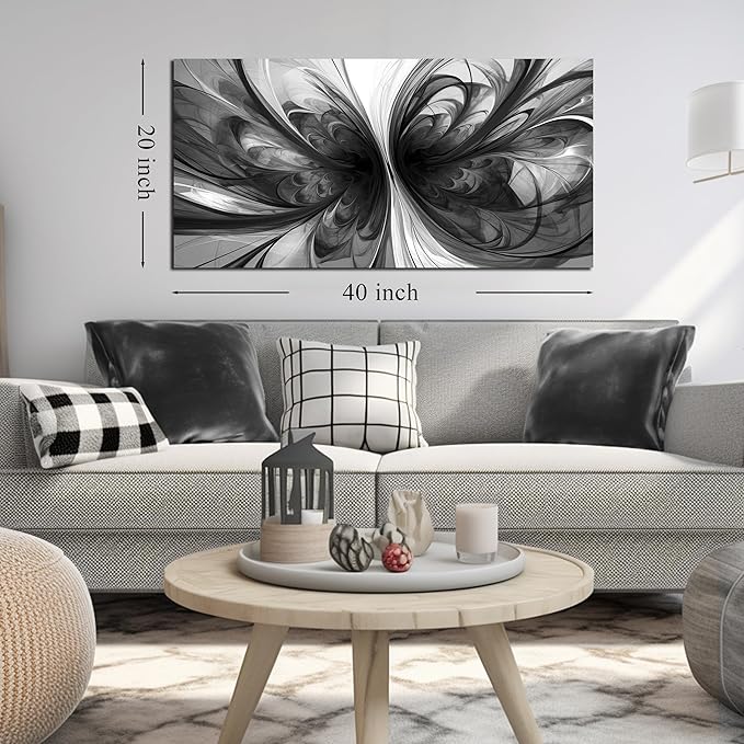 Abstract Wall Art for Living Room Black and White Pictures Wall Art Bedroom,Home Office Wall Decor 20 x 40 Inch