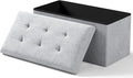 Storage Ottoman Bench, Folding Ottoman Foot Rest, 15 x 30 x 15 Inches, End of Bed Bench, Storage Chest, for Living Room, Bedroom, Hallway, Entryway, Light Gray