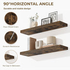 Dreamland 36 Inches Floating Shelves for Wall, 9.3" Deep Long Floating Shelves Set of 2, Large Display & Storage Shelf, Wall Shelf for Bathroom Bedroom Living Room Kitchen Office, Rustic Brown