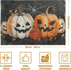 Halloween Pumpkins Spider Web Placemats Set of 4 Black Gray Scary Pumpkin Fall Linen Table Place Mat 12x18 Inch Seasonal Heat Resistant Table Mats for Party Kitchen Dining Decoration