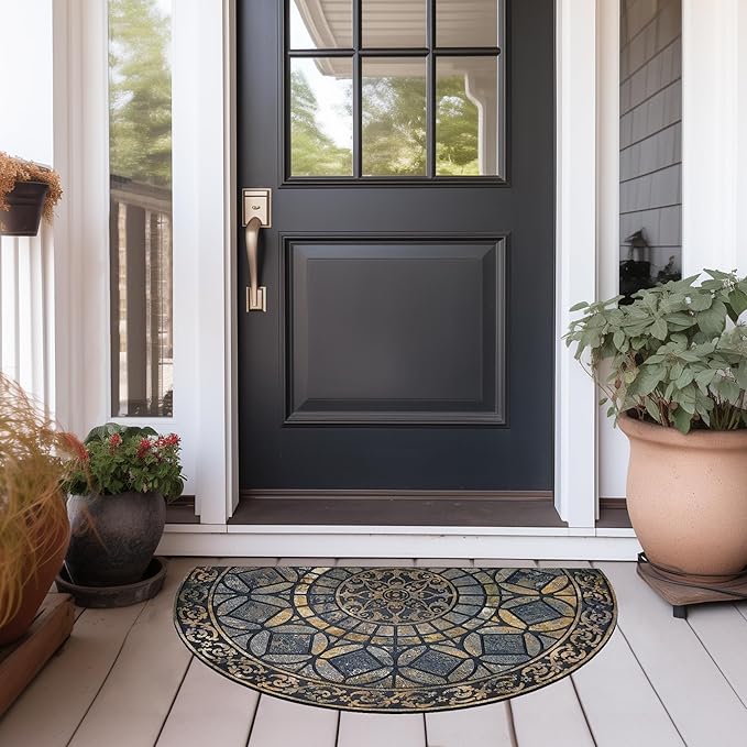 CHICHIC Entrance Door Mat Large 18 x 30 Inch Entry Way Doormat Front Door Rugs Outdoors Heavy Duty Welcome Mat Non Slip Rubber Back Low Profile for Garage, Patio, High Traffic Area, Grey