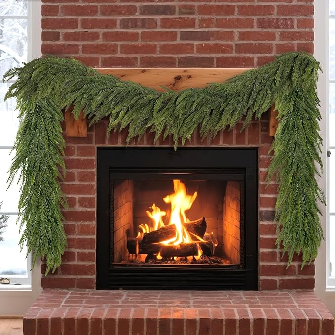 5FT Christmas Norfolk Pine Garland -1PCS, Artificial Pine Needles Garlands Faux Greenery Fake Garland for Holiday Fireplace,Table,Window,Stairs,Mante,Indoor Outdoor Decor