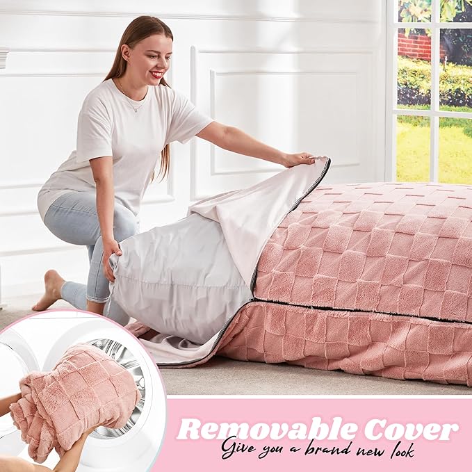 Hobestluk 3 in 1 Bean Bag Chair Giant Bean Bag Chairs for Adults with Plaid Cover Convertible Bean Bag Floor Cushion with Machine Washable Cover for Living Room (Plaid Pink)