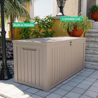 180 Gallon Resin Deck Box, Lockable Patio Outdoor Storage Box for Furniture, Garden Tools and Tools Storage, Waterproof Outside Storage Boxes - Grey
