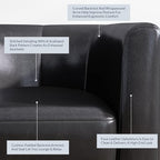 BELLEZE Accent Barrel Chair, Set of 2 Faux Leather Round Club Tub Sofa Corner Chair with Flared Legs and Cozy Soft Padding for Living Room Bedroom Waiting Room - Black
