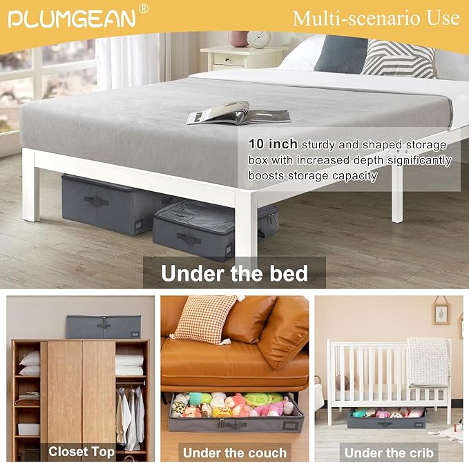 10-Inch Under Bed Organizer, Large Under Bed Storage Container, Underbed Storage Box for Seasonal Clothing, Sweaters, Shoes, Blankets, Wrapping Paper, Sheets & Toys, Yarn 33" L×17" W×10" H