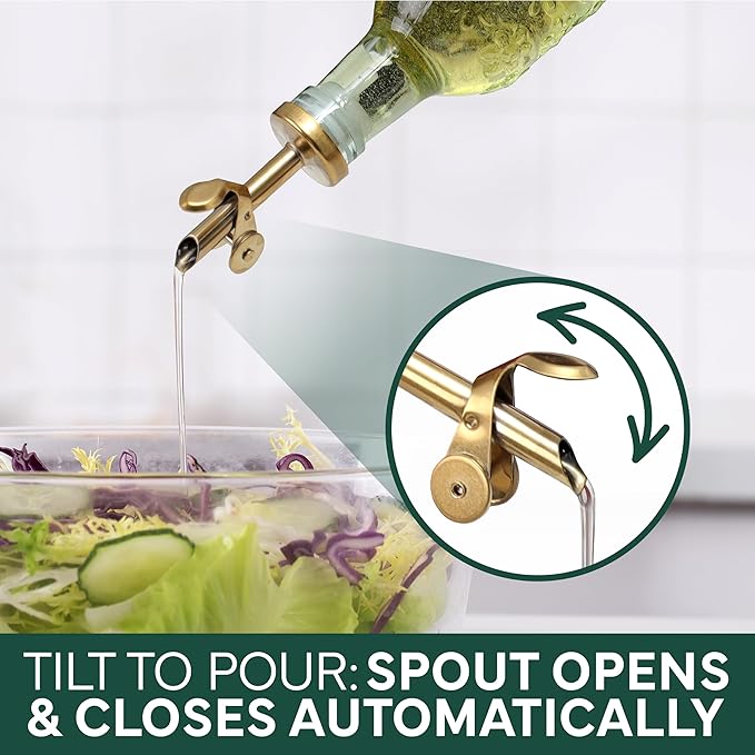 COOK WITH COLOR Glass Olive Oil Bottle Dispenser - 2 Pack- 17oz Oil and Vinegar Cruet - Olive Oil Carafe Decanter for Kitchen