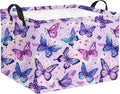 HIYAGON Rectangular Butterfly Basket Baby Storage Basket Storage Bin Organizer Box Room Decor(Purple Butterfly)