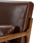 Glitzhome 30.75 "H Mid Century Coffee Accent Armchair, Single Reading Armchair PU Leather Lounge Chair with Walnut Ruberwood Frame