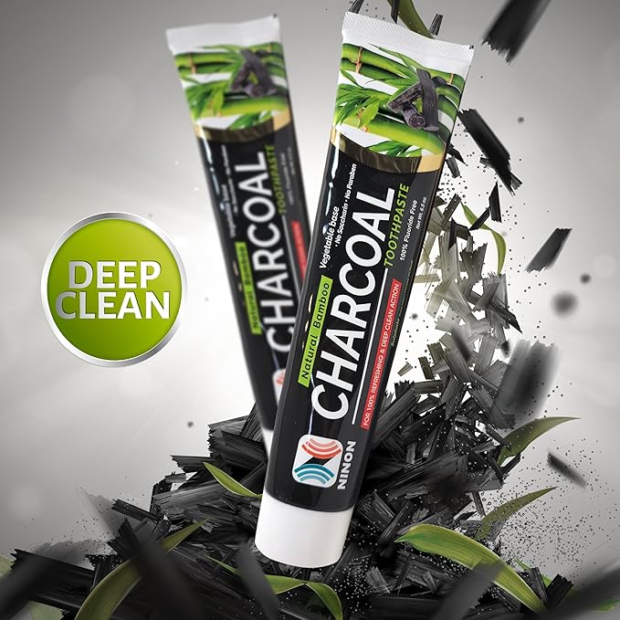 Activated Charcoal Whitening Toothpaste, Fluoride-Free, Enamel-Safe, Natural Mint Flavor, 6.5oz Tube for Stain Removal and Fresh Breath Pack of 1