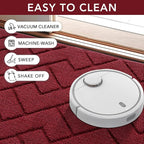 hicorfe Front Door Mat Outside Entrance,36"x59" Absorbent Muddy Dirt Resist Welcome Door Mats Outdoor Indoor,Stain and Fade Resistant,Non Slip Backing Entry Mat Doormat for Entryway(Red)