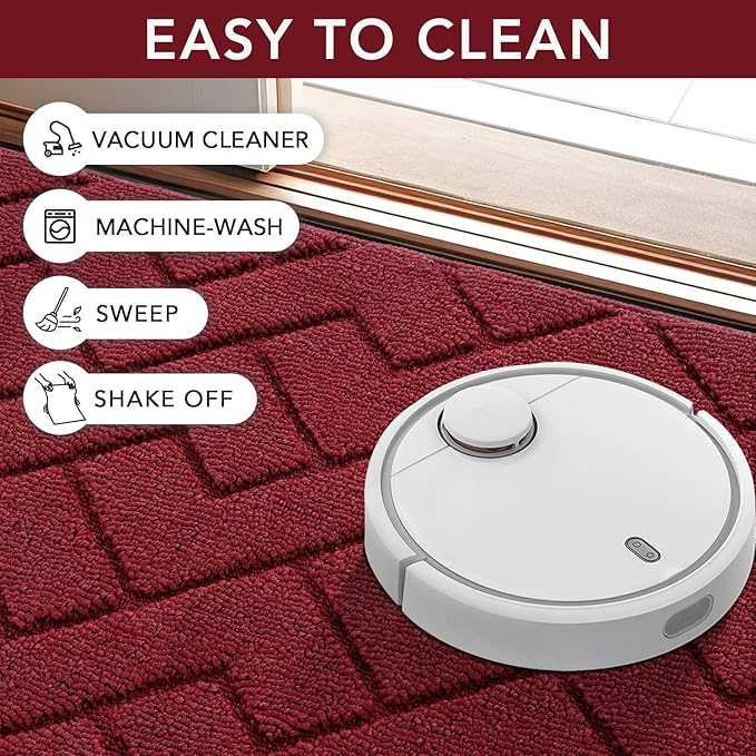 hicorfe Front Door Mat Outside Entrance,20"x31.5" Absorbent Muddy Dirt Resist Welcome Door Mats Outdoor Indoor,Stain and Fade Resistant,Non Slip Backing Entry Mat Doormat for Entryway(Red)