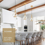 1-Light Teardrop Pendant Light, Brass Gold Ceiling Hanging Light Fxitures, LED Light Fixtures Ceiling Glass Pendant Lighting for Kitchen Island Dining Room Bar