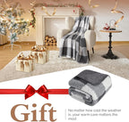 LURKA Checkered Sherpa Fleece Throw Blanket - Extra Thick and Warm Winter Soft Fuzzy Plush Blanket for Couches, Beds & Pets, Smoke Grey, 50x60 Inches