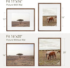 16x20 Picture Frame Set of 4 Natural Solid Walnut Photo Frames with 11x14 Removable Mat Wall Hanging Large Handcrafted Frame with HD Plexiglass Wall and Tabletop Display Large Poster Frame