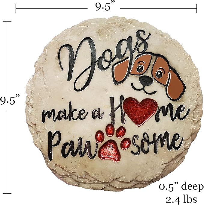 Spoontiques - Garden Décor - Dogs Make a Home Pawsome Stepping Stone - Decorative Stone for Garden