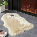AMTOVO Faux Fur Rug, Beige Small Area Rug, Fluffy Sheepskin Rug, Fuzzy Ultra Soft 2 x 3 ft Shag Rugs for Bedroom Sofa Throw Cushion Room Decor, Sheepskin