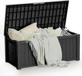 120 Gallon Patio Storage Box, Large Outside Storage Bin for Patio Furniture Covers, Cushion Pillows, Waterproof Outdoor Storage Bench for Towels, Garden Tools and Pool Accessories, Black