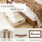 Under Bed Storage Containers, 2-Pack Underbed Storage Box, Collapsible Clothes Storage Bins with Handles and Lid, Medium Under Bed Organizers for Shoe, Blanket, Toy, Pillow, Sheet, Beige